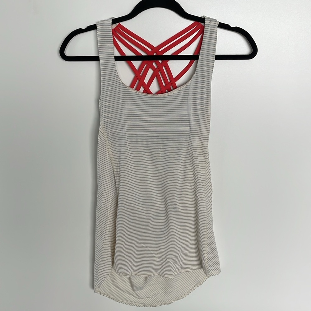Lululemon Wild Tank Angel Wing / Narrow Bold Stripe Black Angel Wing / Alarming